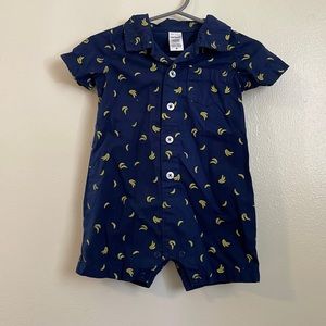Baby boy button down banana print romper